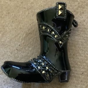 JudithJack MARCASITE Cowgirl Boot Near Mint Pin Brooch